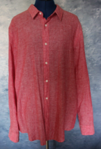 American Rag Men&#39;s Large Red Linen Blend Long Sleeve Button Down Shirt - £11.94 GBP