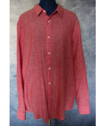 American Rag Men&#39;s Large Red Linen Blend Long Sleeve Button Down Shirt - £11.72 GBP