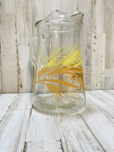 Vintage 1970&#39;s Libbey Clear Glass Golden Wheat Design Water Pitcher Jug Ice Lip - £14.12 GBP
