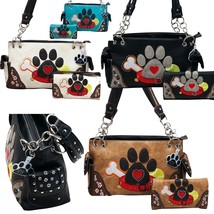 Dog Paw Print Handbag Western Carry Concealed Shoulder Purse Wallet Bag Pet Mom - £22.02 GBP+