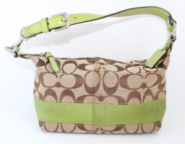Vintage Y2K Coach Signature Green/Brown Canvas Fabric Demi Mini Bag Rare - $100.00