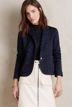 NWT New Womens Anthropolgie Cartonnier 4 Bas Relief Blazer Jacket Blue B... - £154.35 GBP