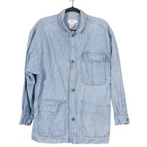 Calvin Klein Sport Denim Jacket L Womens Striped Blue White Buttons Long... - £21.68 GBP