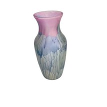 Vintage Art Nouveau Glass  Rueven Watercolor Hand Painted Vase 7.5” - £25.57 GBP