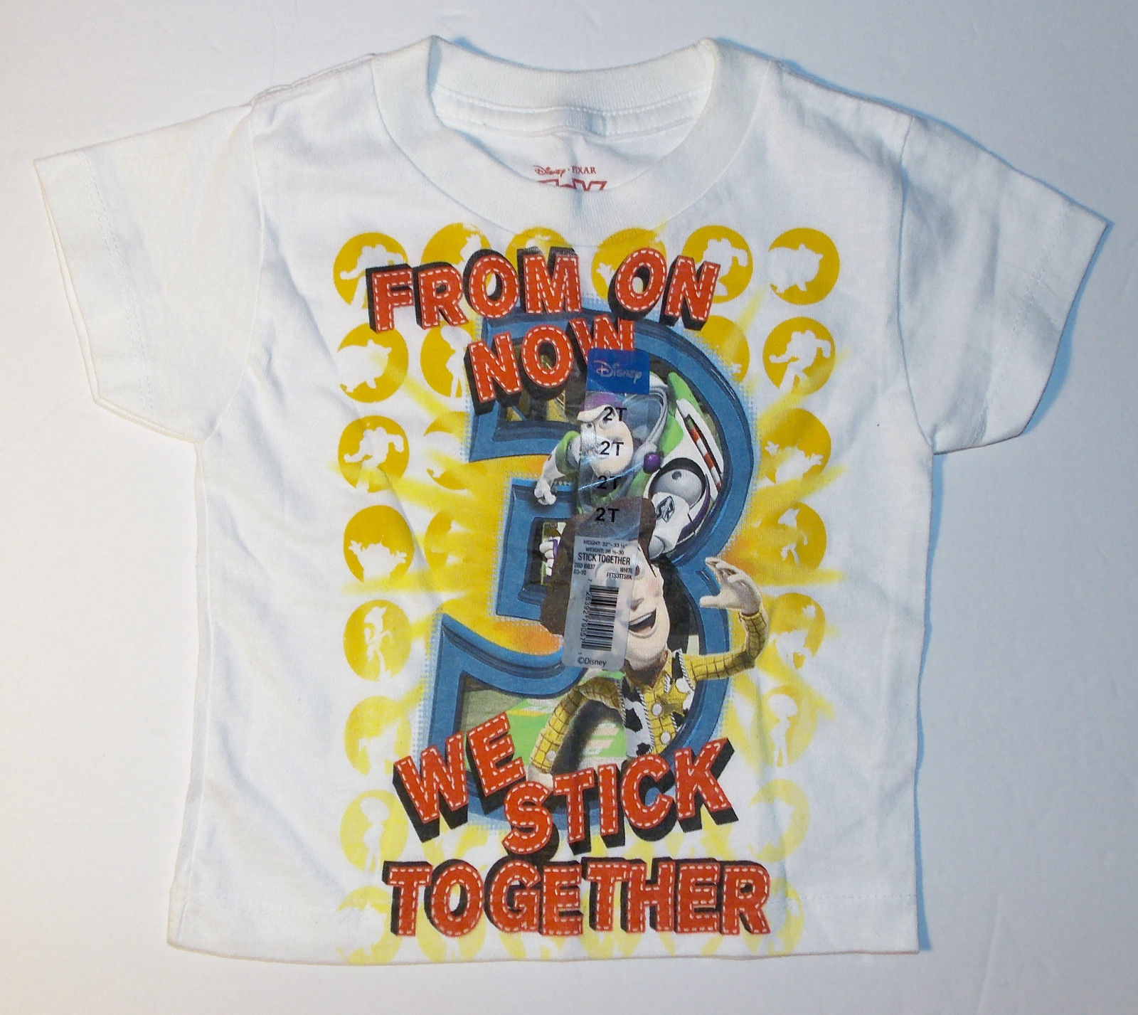 Primary image for Toy Story 3 Toddler Boys T-Shirt We Stick Together Woody Buzz Size 2T NWT