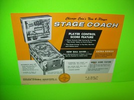 Stage Coach Pinball FLYER Original Chicago Coin Promo Game Artwork Sheet... - £32.56 GBP
