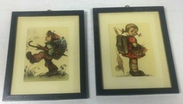 Hummel Wall Plaques Hanging Set of 2 Boy Harvesting Flowers And Backpacking Girl - £11.52 GBP