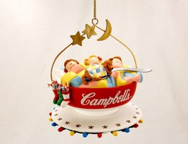 Campbell s Christmas Tree Ornament, Vintage 1993, Kids Asleep in Soup Bowl Bed - £15.35 GBP