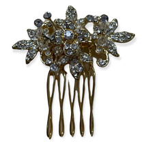 USABride Petite Gold-Plated Rhinestone Floral Hair Comb Jeweled Bridal H... - £13.97 GBP