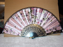 FAN (SMALLER HAND FAN) WITH FLOWERS #1J - £5.53 GBP