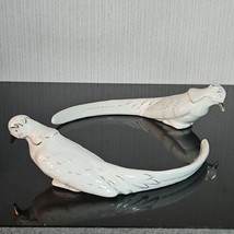 Vtg Porcelain Bird Figurines Handpainted Gold 40s 2 Love Birds Czechoslovakia - £45.60 GBP