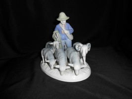 Erphila Germany Porcelain E&amp;R Shepherd With Sheep Figurine - £30.93 GBP
