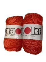 2 SKEINS SWTC Karaoke Yarn 50% Soy Silk 50% Wool Worsted Color #304 Orange Peach - £6.67 GBP