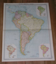 1922 Map Of South America / Races / Brazil Argenina Chile Ecuador Colombia - £19.78 GBP