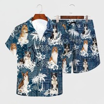 Shirt Summer Dachshund Hawaiian Set 3D Printed Hawaii Shirt + Beach Shorts Men F - £81.63 GBP