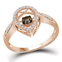 10k Rose Gold Round Brown Color Enhanced Diamond Solitaire Moving Ring 3/8 - £558.74 GBP