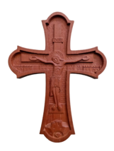 8&quot; Wall Jesus Christ Byzatine Engraved Wooden Religious Cross Crucifix 20cm - £28.42 GBP