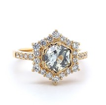 18k Gold 1.04ct Specialty Hexagon Yellow Genuine Sapphire Diamond Ring (#J5190) - £1,730.77 GBP