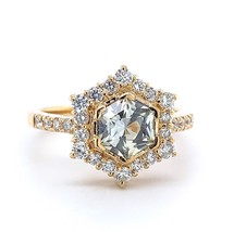 18k Gold 1.04ct Specialty Hexagon Yellow Genuine Sapphire Diamond Ring (#J5190) - $41,084.54 MXN