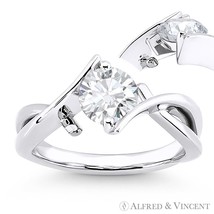 Forever One D-E-F Round Cut Moissanite 14k White Gold Solitaire Engagement Ring - £506.92 GBP+