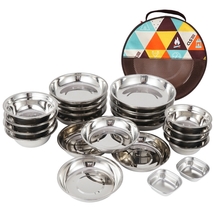 FULL SET 22 pcs CLS  Portable Stainless Steel Table Plates, Corrosion Re... - £63.86 GBP