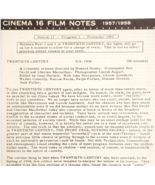 1957 Cinema 16 Film Notes Twentieth Century Hawks Season 11 Nov Original... - €18,02 EUR