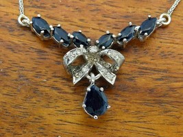 2CT Imitación Zafiro Azul&amp;Diamante Collar 14k Chapado Oro Blanco - £117.77 GBP