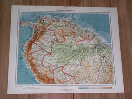 1928 Vintage Map Of Peru Ecuador Colombia Venezuela Brazil / South America - £14.33 GBP