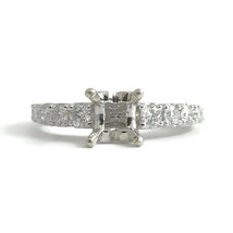Diamond Heart Engagement Ring Setting Mounting 18K White Gold, .82 CTW, 4.26 Gr - £1,182.47 GBP