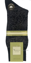 Vannucci Paisley Mens Dress Socks Sz 10-13 Black Gray Cotton Blend - $26.61
