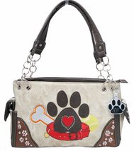 HW Collection Dog Paw Print Handbag Women Shoulder Purse Western Style (Beige) - £29.92 GBP