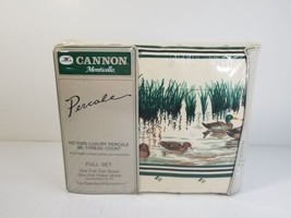 Vtg Cannon Monticello Percale Duck Print Full Sheet Set 180 Thread Count RARE  - £46.62 GBP