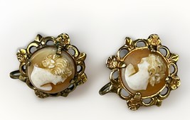 Vintage 12K Gold Filled Pink Cameo Screw Back Earrings 1/2” x 1/2”- LSP Co. - $27.90