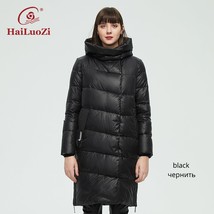 HaiLuoZi 2022 New Winter Women&#39;s Jacket Fashion Hooded Long Slim Warm Parka Coat - £94.08 GBP