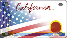 California Palm Half American Flag Novelty Mini Metal License Plate Tag - £11.81 GBP