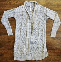 Leo &amp; Nicole Womens Small Gray Open Weave Long Sleeve Demure Stretch Car... - $16.99