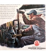 1944 American Railroads United WW2 Advertisement Military Trains War Bon... - €42,89 EUR