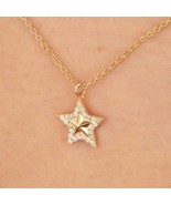 14K Yellow Gold Diamond Star Pendant Wedding Necklace CVD Daimond Charm ... - $834.03 CAD