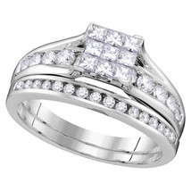 14kt White Gold Princess Diamond Bridal Wedding Engagement Ring Set 1.00... - $1,559.00