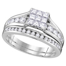 14kt White Gold Princess Diamond Bridal Wedding Engagement Ring Set 1.00... - £1,253.86 GBP