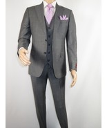 Men Suit BERLUSCONI Turkey 100% Italian Wool Super 180&#39;s 3pc Vested #Ber... - £243.58 GBP