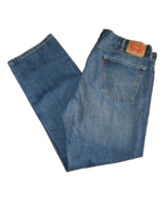 Levis 505 Straight Fit Jeans Blue Denim Red Tab Size 42x32 Zip Fly - $18.76