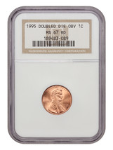 1995 1C Doubled Die Obverse NGC MS67RD - £122.73 GBP