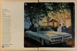 Vintage 1969 Pontiac 2 Door Bonneville 2 Page Print Ad Advertisement - $6.49