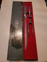 VTG Mid Century Modern MCM Gerber Legendary Blade Carving Knife Fork Set Case - £64.15 GBP