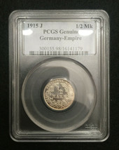 1915 J Germany Empire 1/2 Mark PCGS Rare Coin - $140.00
