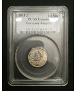 1915 J Germany Empire 1/2 Mark PCGS Rare Coin - £109.45 GBP