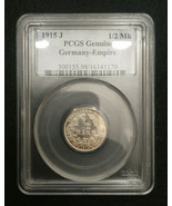 1915 J Germany Empire 1/2 Mark PCGS Rare Coin - $140.00