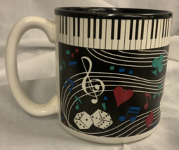 1994 Coffee Mug Piano Keys Music Notes Dice  - £4.64 GBP