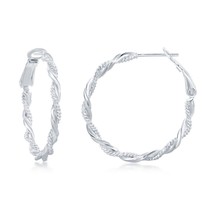 Sterling Silver Intertwinted Rope &amp; Twist Design Hoop Earrings - £39.07 GBP